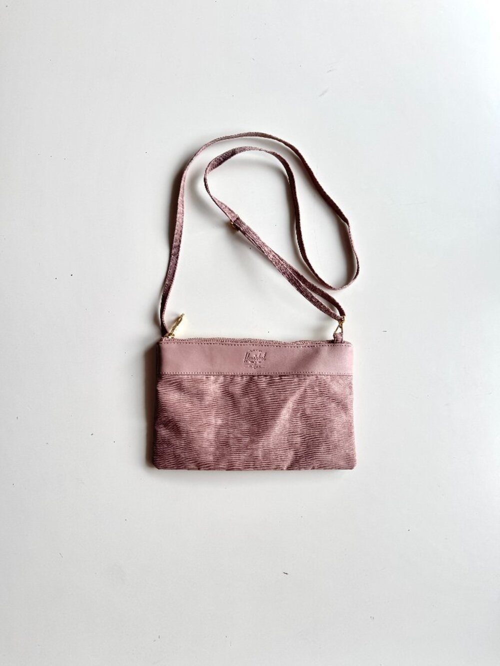 HERSCHEL Orion Ash Pink Nylon Faux Leather Trim Crossbody Bag Purse